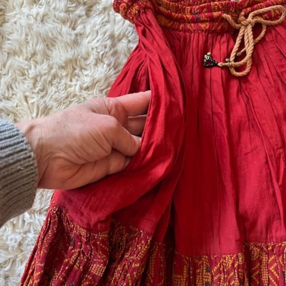 VINTAGE Raiment Fashions Inc. Boho Vibrant Indian Mirror Embroided Skirt - Picture 7 of 12